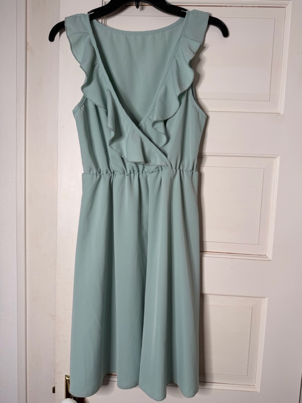 SHEIN Sleeveless Ruffle Wrap Mint Green Dress